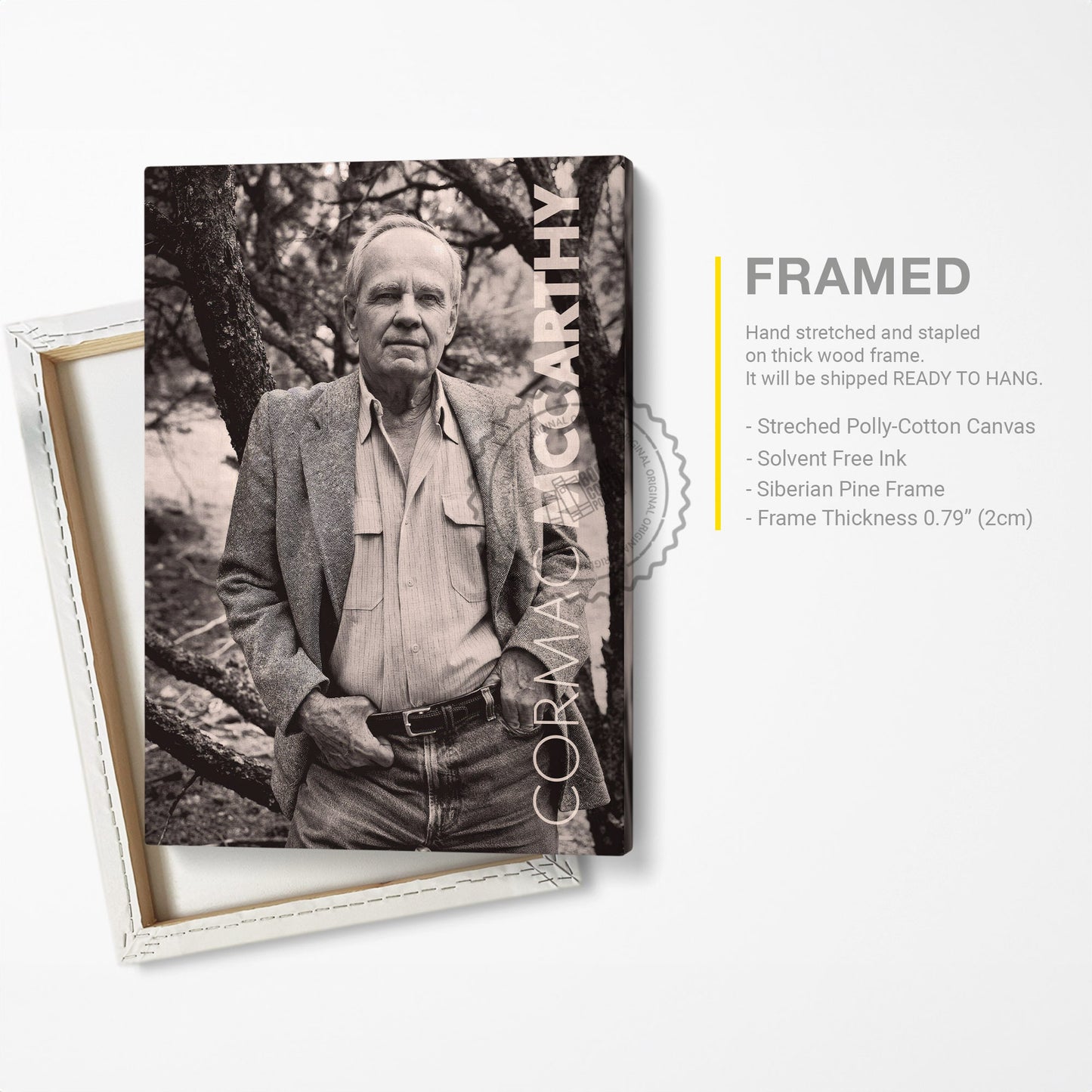 Cormac McCarthy Poster Canvas Wall Art, Book Lover Gifts, Gifts for Readers, Bookish Gifts, Bookworm Gifts, Library Decor