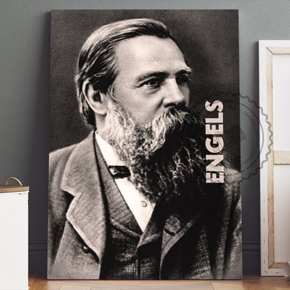 Friedrich Engels Poster Canvas Wall Art, Book Lover Gifts, Gifts for Readers, Bookish Gifts, Bookworm Gifts, Library Decor