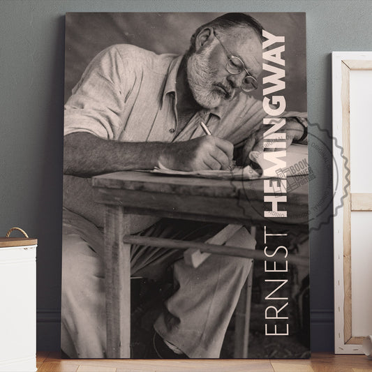 Ernest Hemingway Poster Canvas Wall Art, Book Lover Gifts, Gifts for Readers, Bookish Gifts, Bookworm Gifts, Library Decor