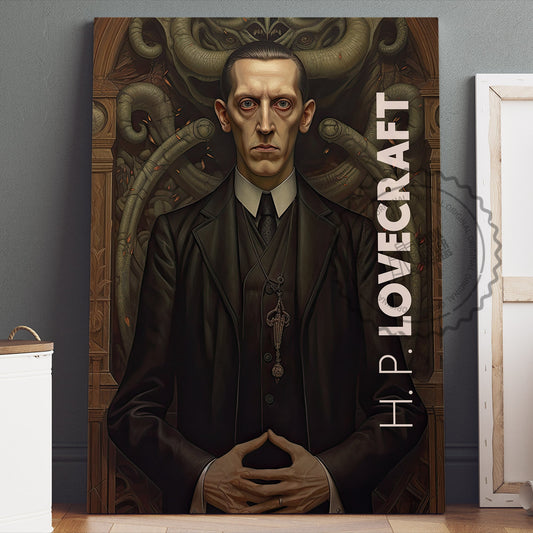 H. P. Lovecraft Poster Canvas Wall Art, Book Lover Gifts, Gifts for Readers, Bookish Gifts, Bookworm Gifts, Library Decor