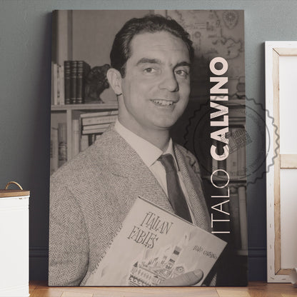 Italo Calvino Poster Canvas Wall Art, Book Lover Gifts, Gifts for Readers, Bookish Gifts, Bookworm Gifts, Library Decor