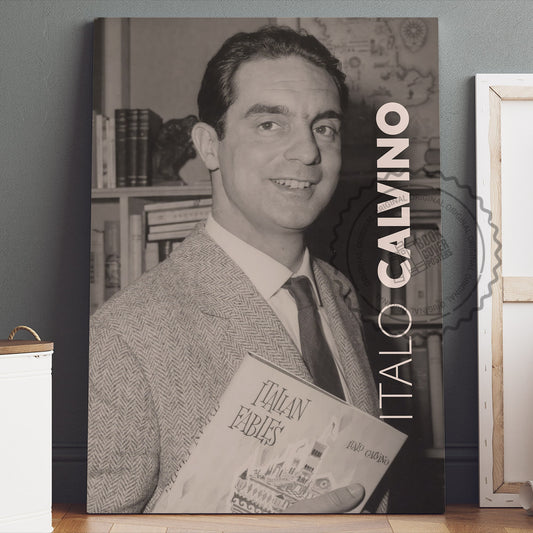 Italo Calvino Poster Canvas Wall Art, Book Lover Gifts, Gifts for Readers, Bookish Gifts, Bookworm Gifts, Library Decor