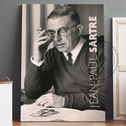 Jean Paul Sartre Poster Canvas Wall Art, Book Lover Gifts, Gifts for Readers, Bookish Gifts, Bookworm Gifts, Library Decor