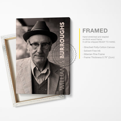 William S. Burroughs Poster Canvas Wall Art, Book Lover Gifts, Gifts for Readers, Bookish Gifts, Bookworm Gifts, Library Decor