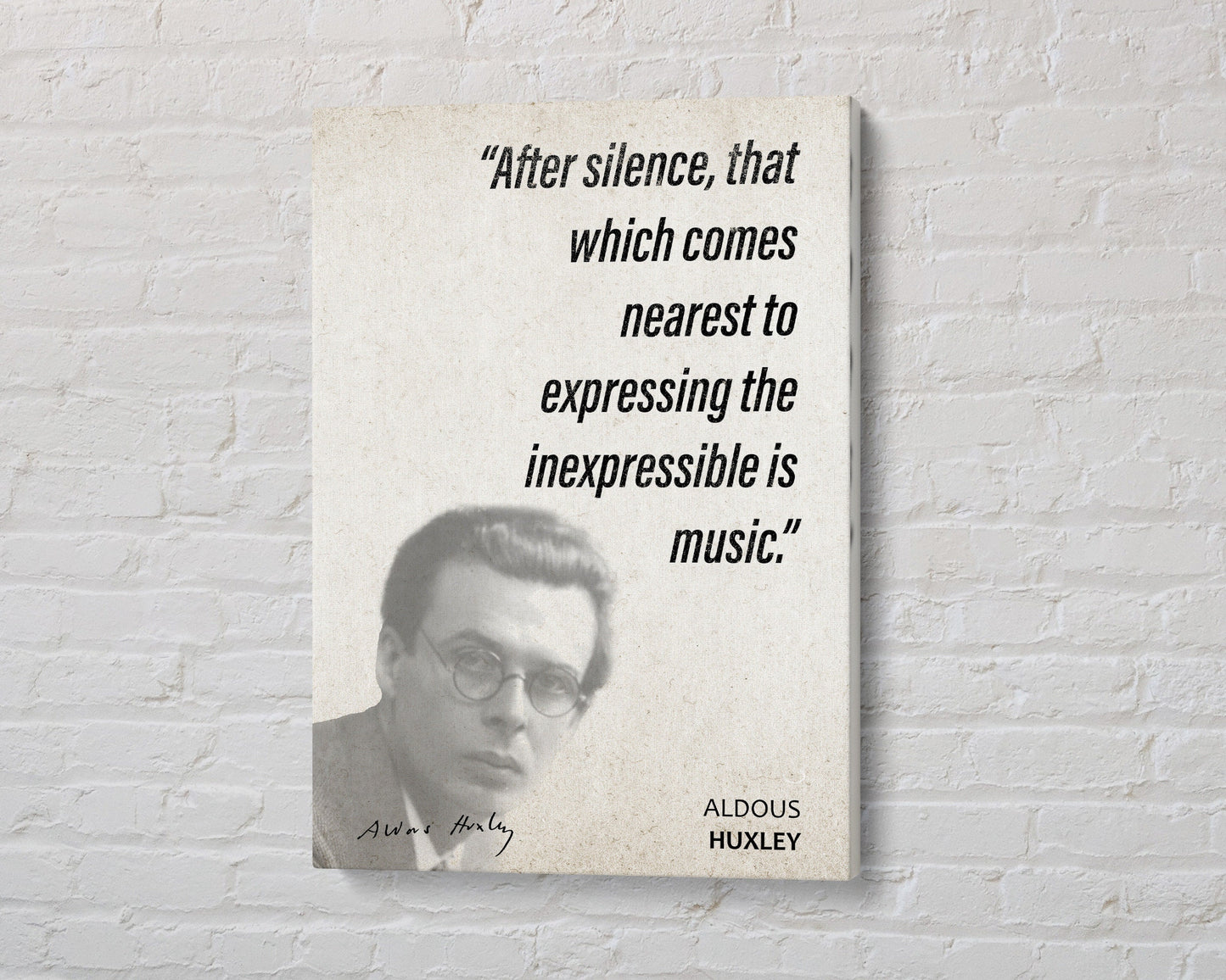 Aldous Huxley Quote Wall Art | "Music" Quote Poster, Quote Print, Quote Art, Book Quotes, Canvas Wall Art, Book Lover Gift