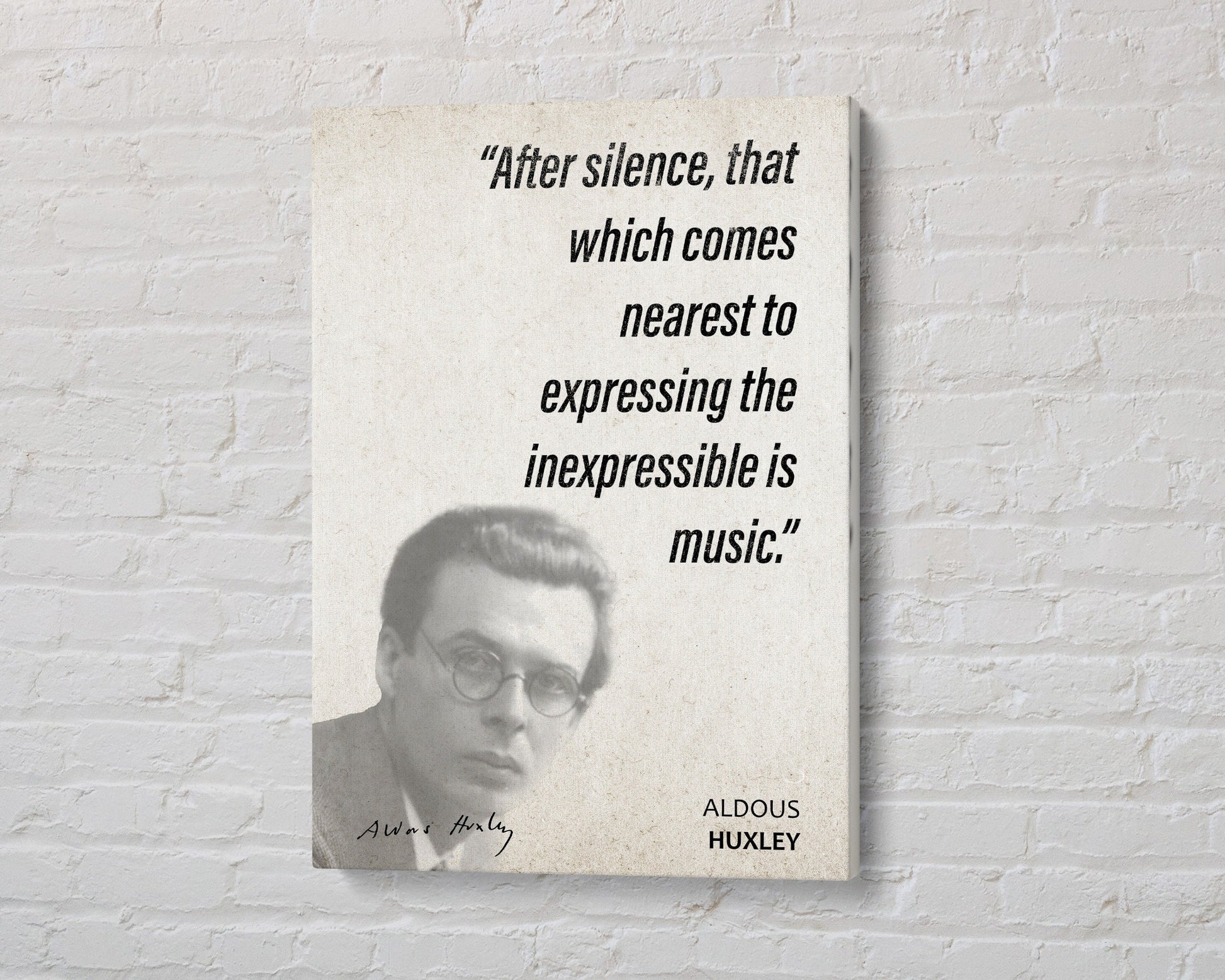 Aldous Huxley Quote Wall Art | "Music" Quote Poster, Quote Print, Quote Art, Book Quotes, Canvas Wall Art, Book Lover Gift