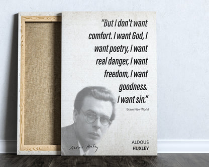 Aldous Huxley Quote Wall Art | Brave New World Quote Poster, Quote Print, Quote Art, Book Quotes, Canvas Wall Art, Book Lover Gift