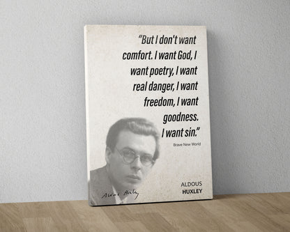 Aldous Huxley Quote Wall Art | Brave New World Quote Poster, Quote Print, Quote Art, Book Quotes, Canvas Wall Art, Book Lover Gift