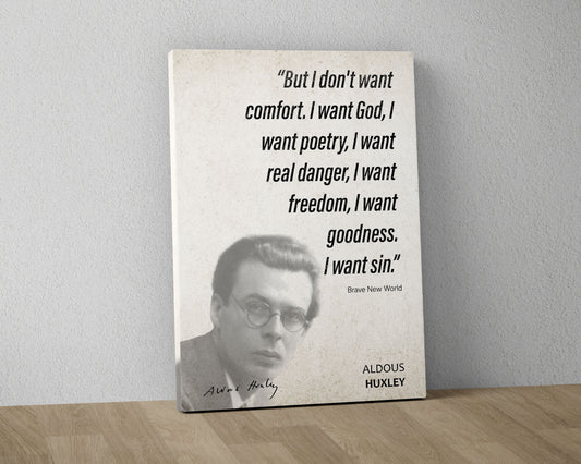 Aldous Huxley Quote Wall Art | Brave New World Quote Poster, Quote Print, Quote Art, Book Quotes, Canvas Wall Art, Book Lover Gift