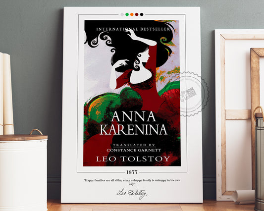 Anna Karenina Book Cover Poster | Leo Tolstoy, Anna Karenina Poster, Anna Karenina Print, Book Posters, Canvas Wall Art, Book Lover Gift