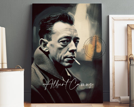 Albert Camus Poster Canvas | Albert Camus Canvas Wall Art, Albert Camus Print, Book Posters, Book Art, Book Lover Gift